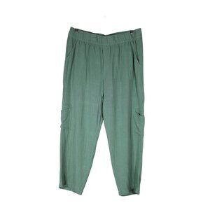 Soft Surroundings women's relaxed fit elastic waist ankle crop linen blend pants